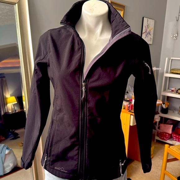 NWT WOMEN’S EDDIE BAUER SOFT SHELL JACKET ALL-CLIMATE SYSTEM. BLACK SIZE SMALL - Picture 1 of 5